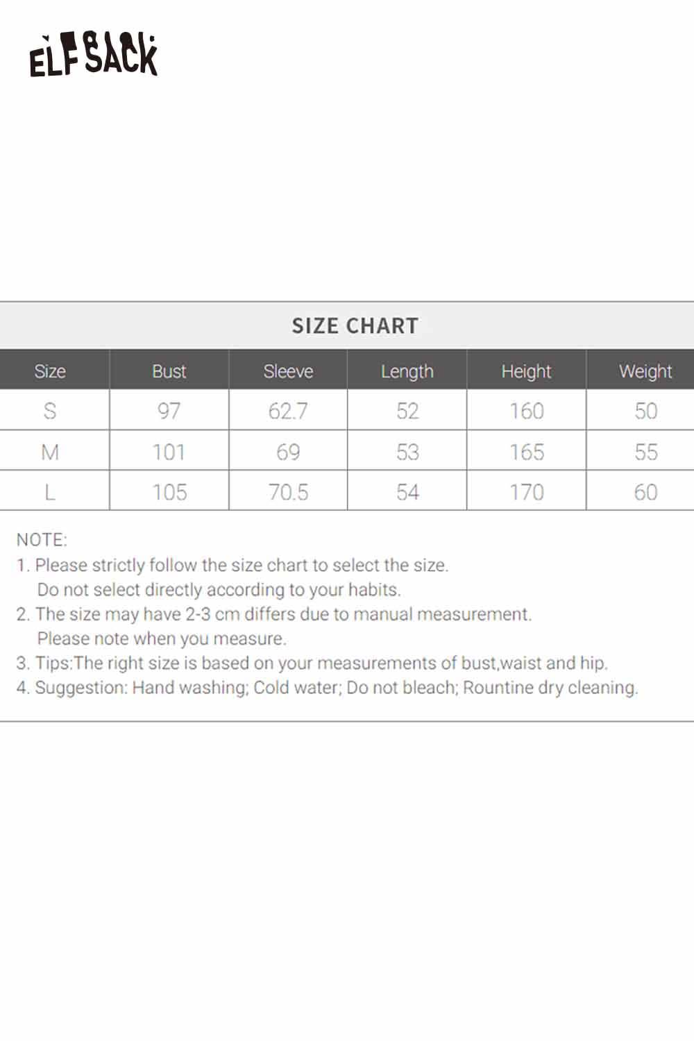 ELFSACK cartoon sweater cardigan for women with size chart for accurate fitting and style