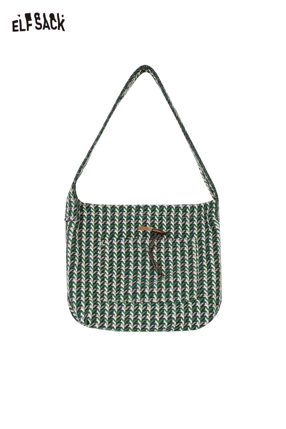 ELFSACK casual striped crossbody bag with a unique green and white pattern for everyday use