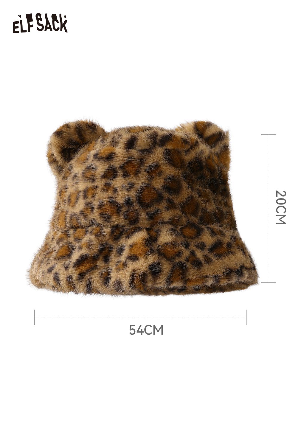ELFSACK cat ear leopard plush hat soft and stylish with a warm design for winter wear