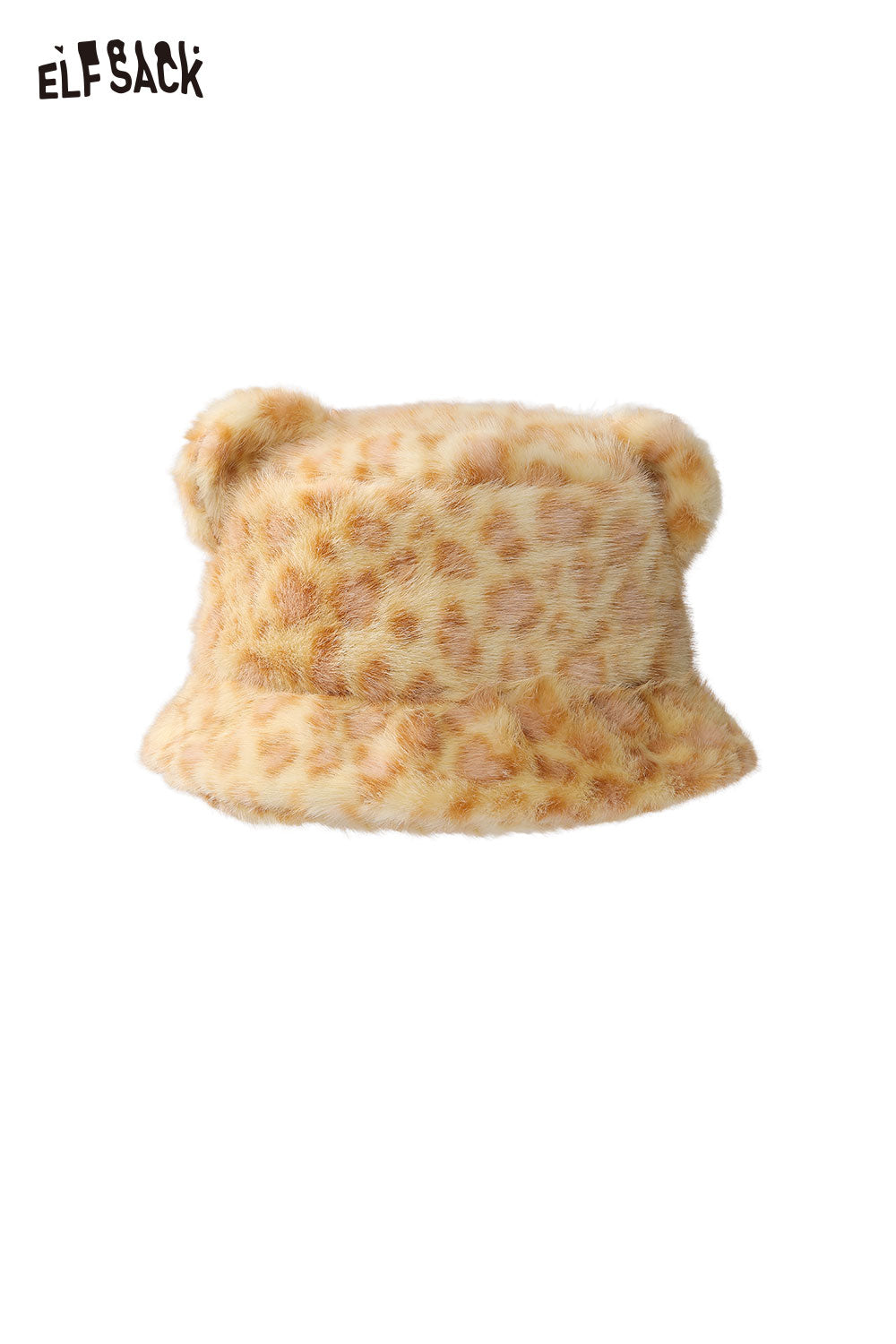 ELFSACK cat ear leopard plush hat with soft fabric and cute ear details for stylish warmth