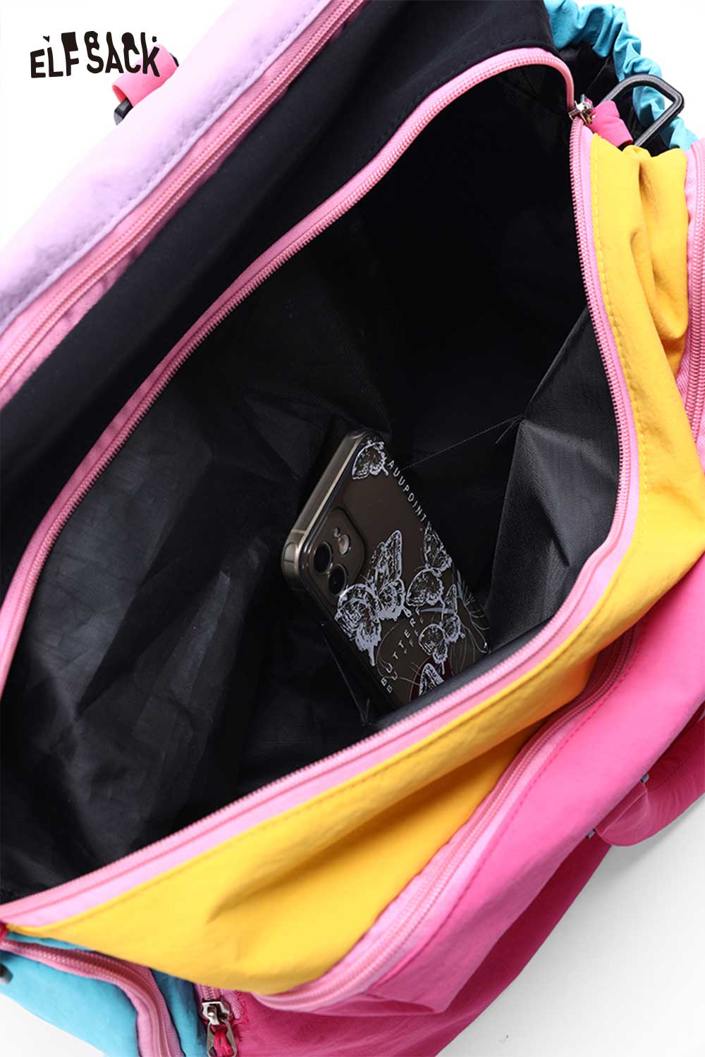 ELFSACK Color Block Nylon Travel Duffle Bag