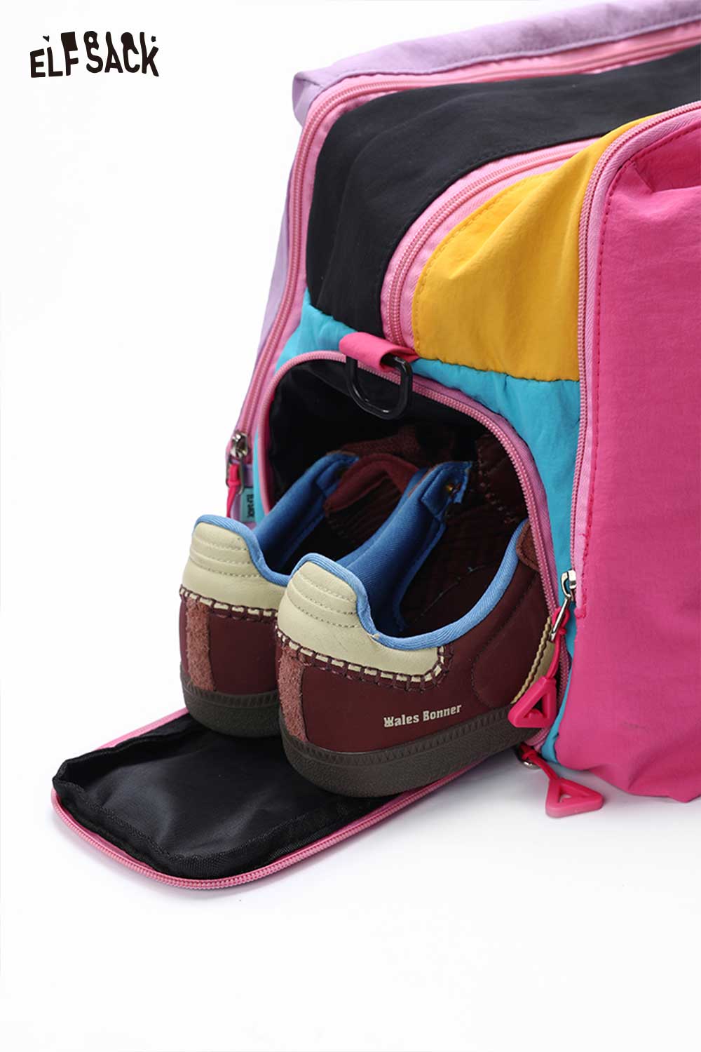ELFSACK Color Block Nylon Travel Duffle Bag
