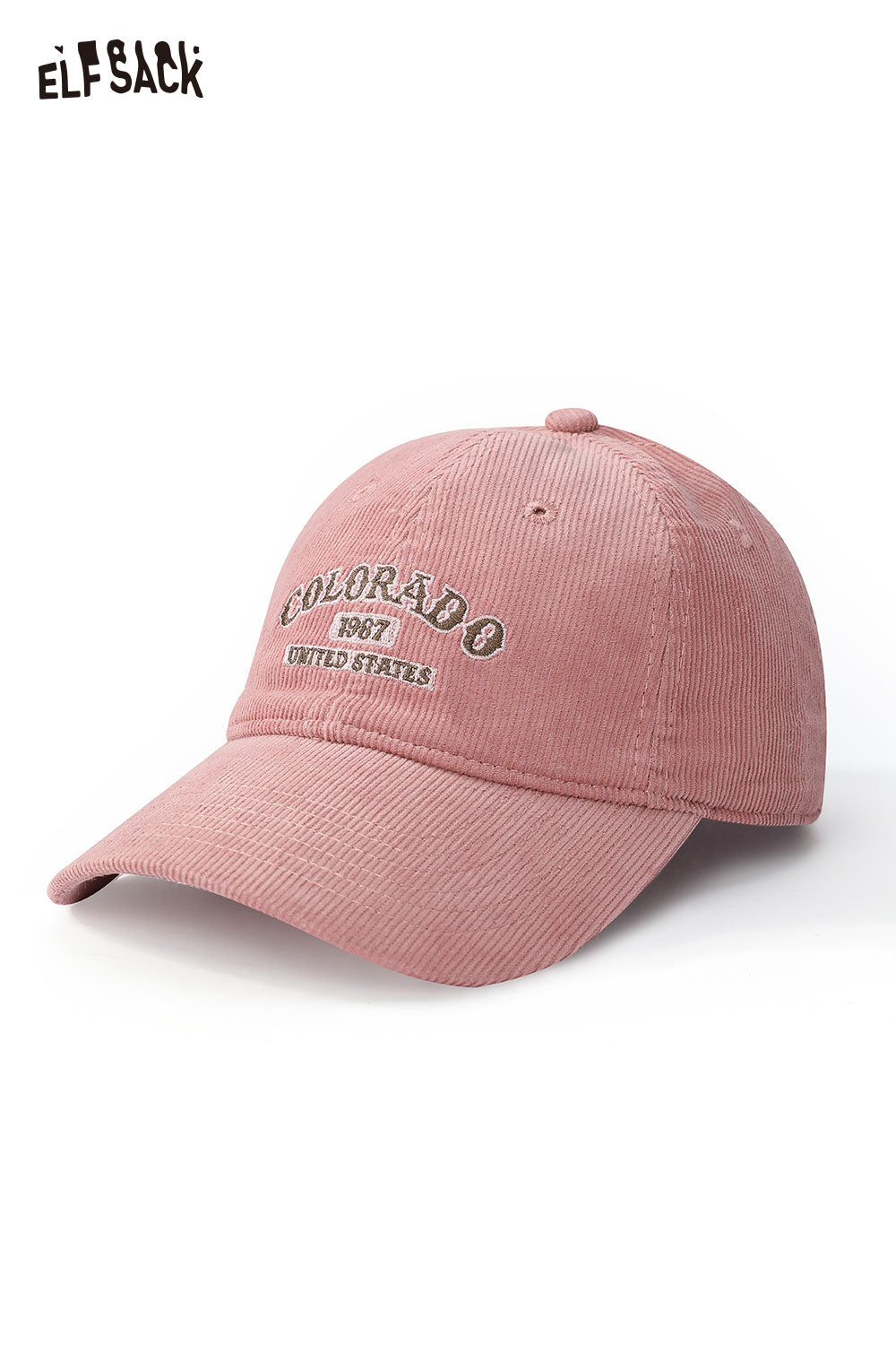 ELFSACK corduroy baseball cap for women in pink with Colorado 1967 embroidered design