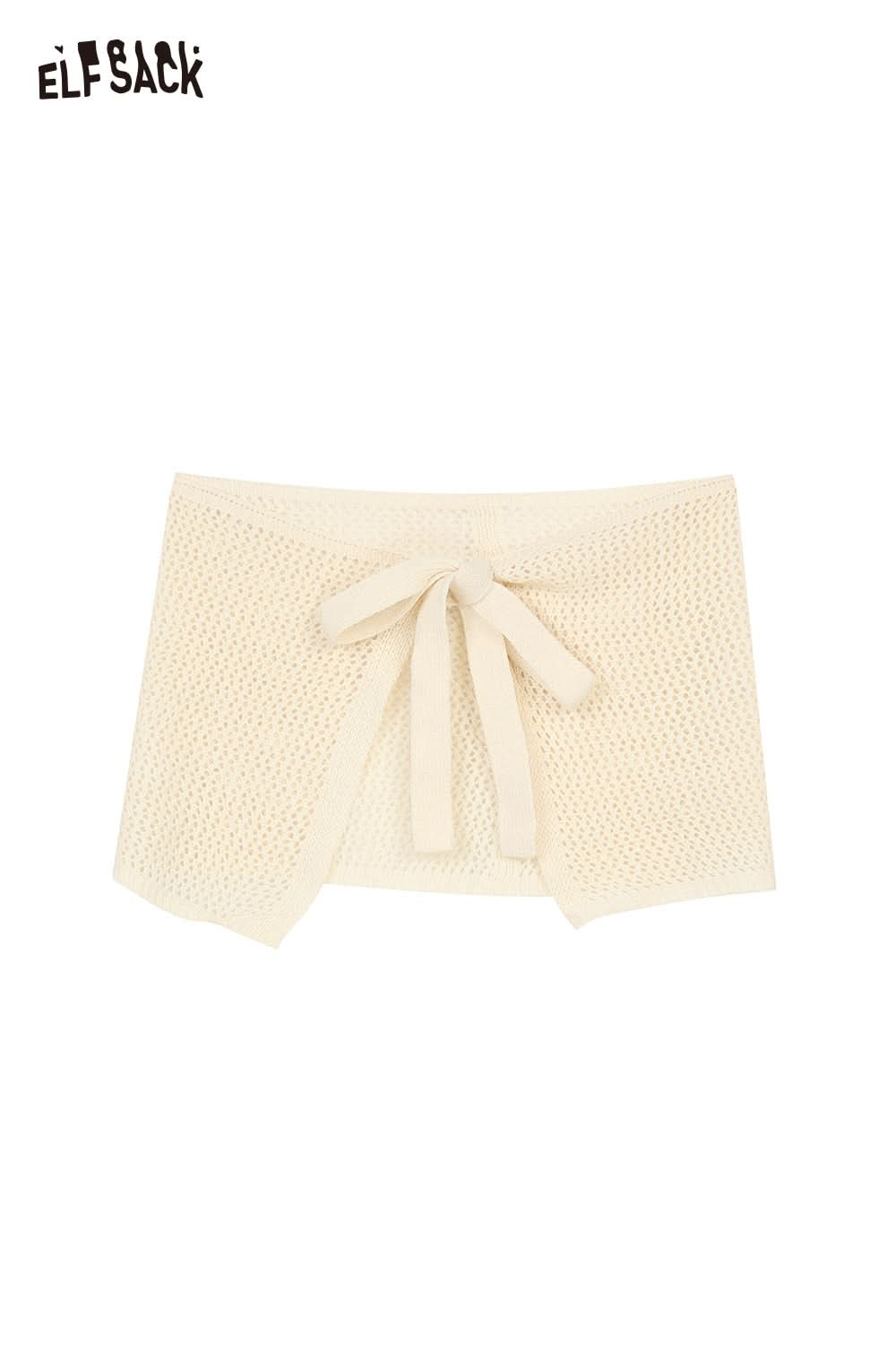 ELFSACK cotton blend knit skirt with apron featuring a stylish design and tie detail