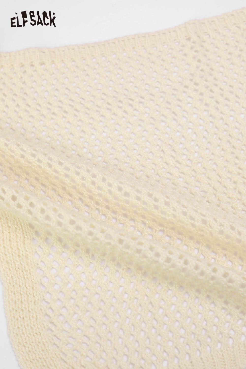 ELFSACK cotton blend knit skirt with apron in soft yellow shade for stylish comfort