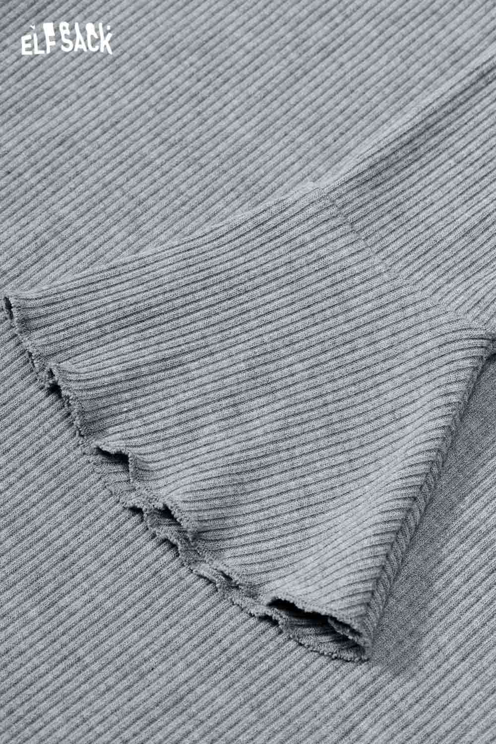 Close-up of ELFSACK cotton blend square neckline maxi dress fabric showcasing soft texture and ribbed design