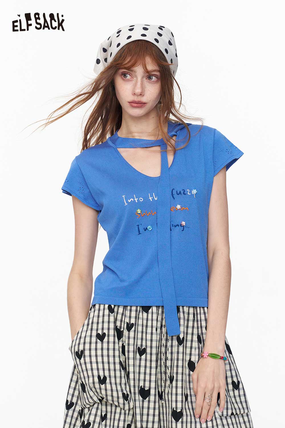ELFSACK Cutout Neck Into the Fuzzy Tee