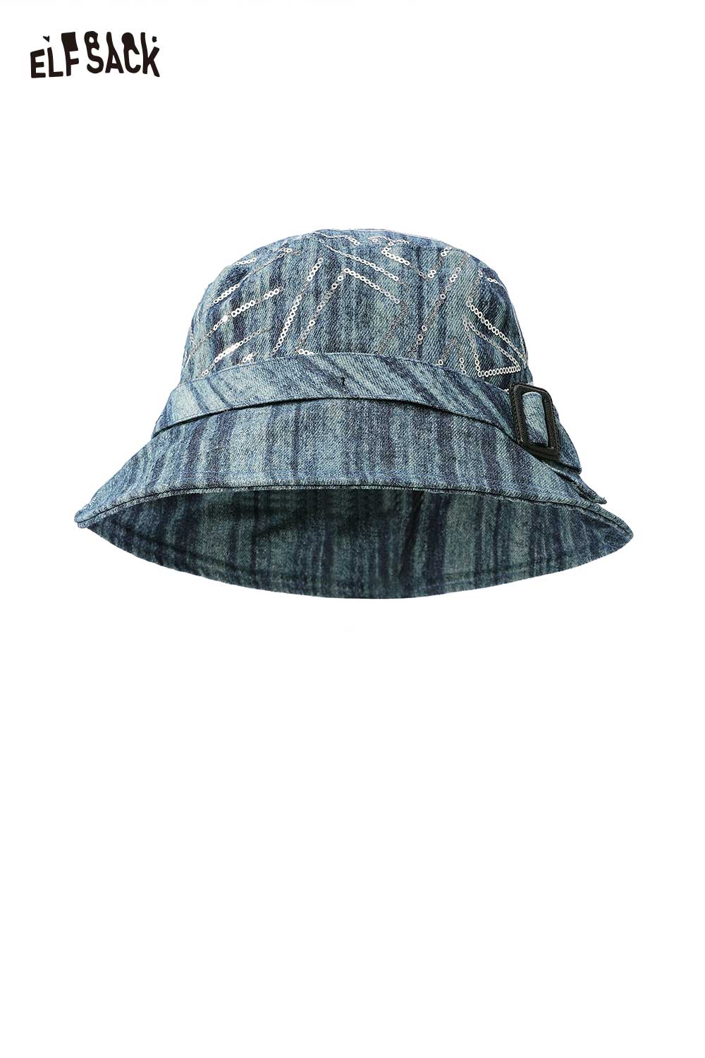 ELFSACK denim sequin bucket hat with stylish design for trendy summer outfits