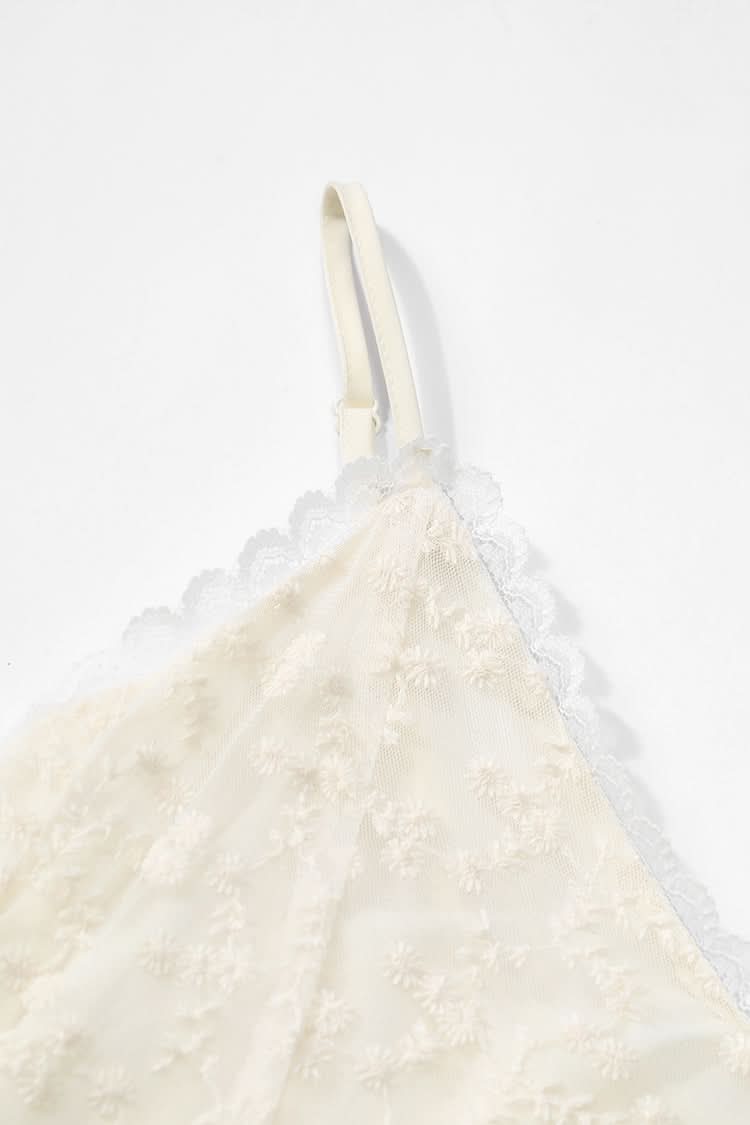 ELFSACK White Lace Vacation Style Halter Dress