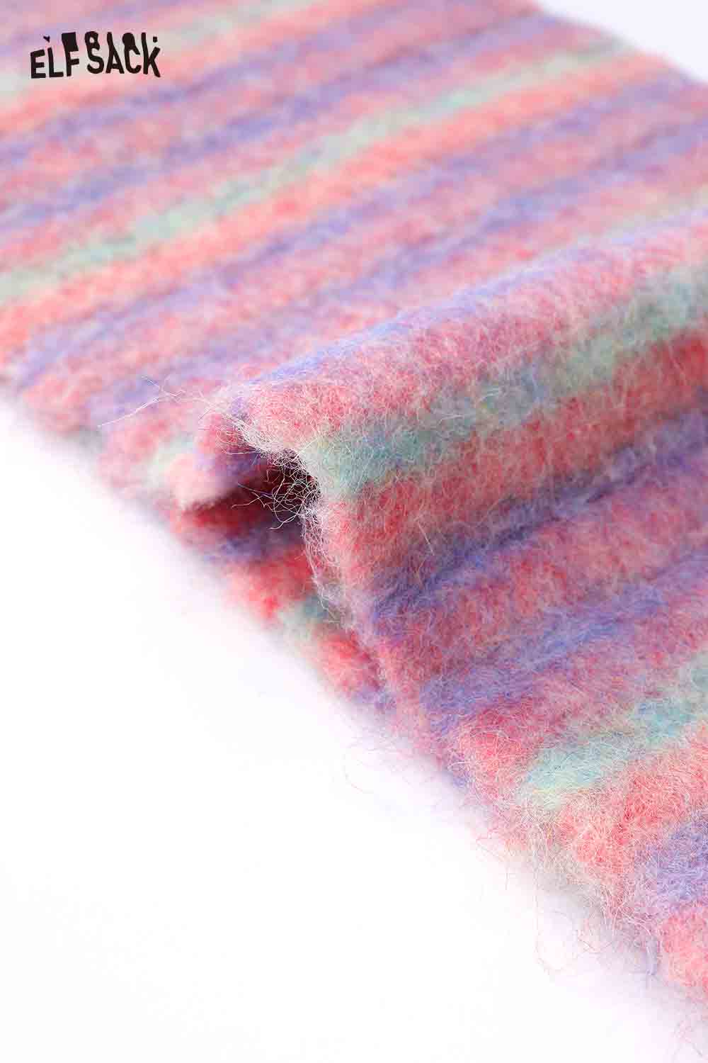 Christmas striped scarf for women in soft pastel colors with a cozy texture