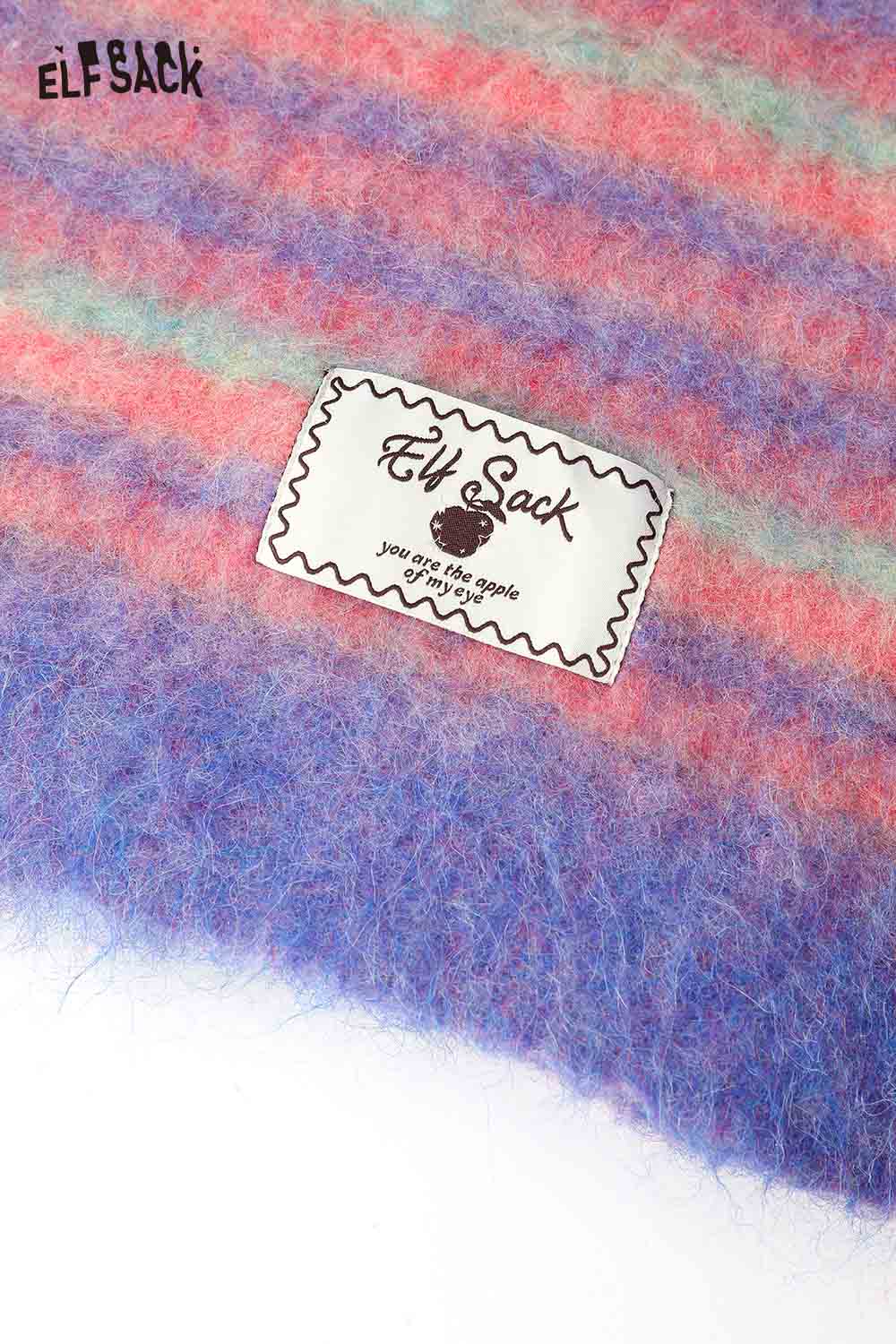 Soft pastel ELFSACK Christmas striped scarf for women with comfortable fluffy texture