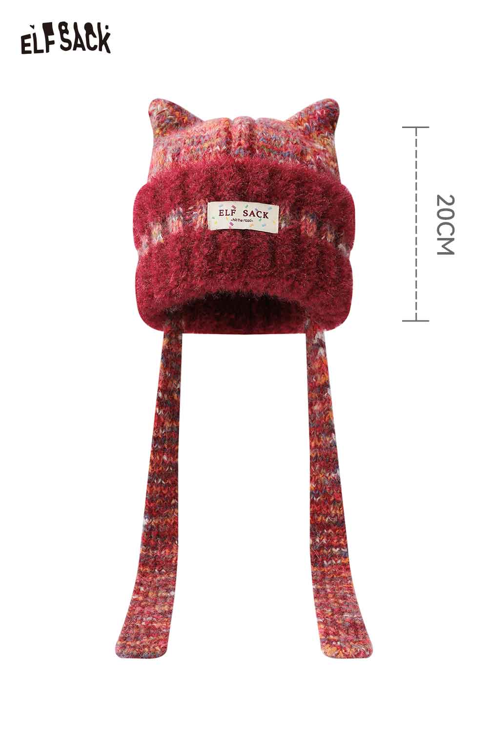 Colorful ELFSACK cute cat ear beanie for women with long ties and soft knit material