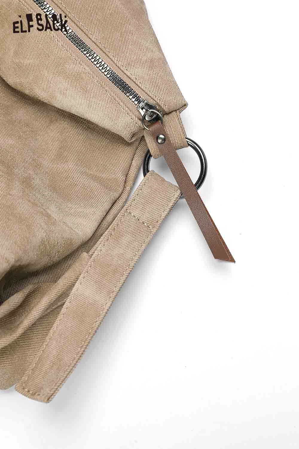 Stylish ELFSACK punk studded tote bag for women with zipper and durable handles