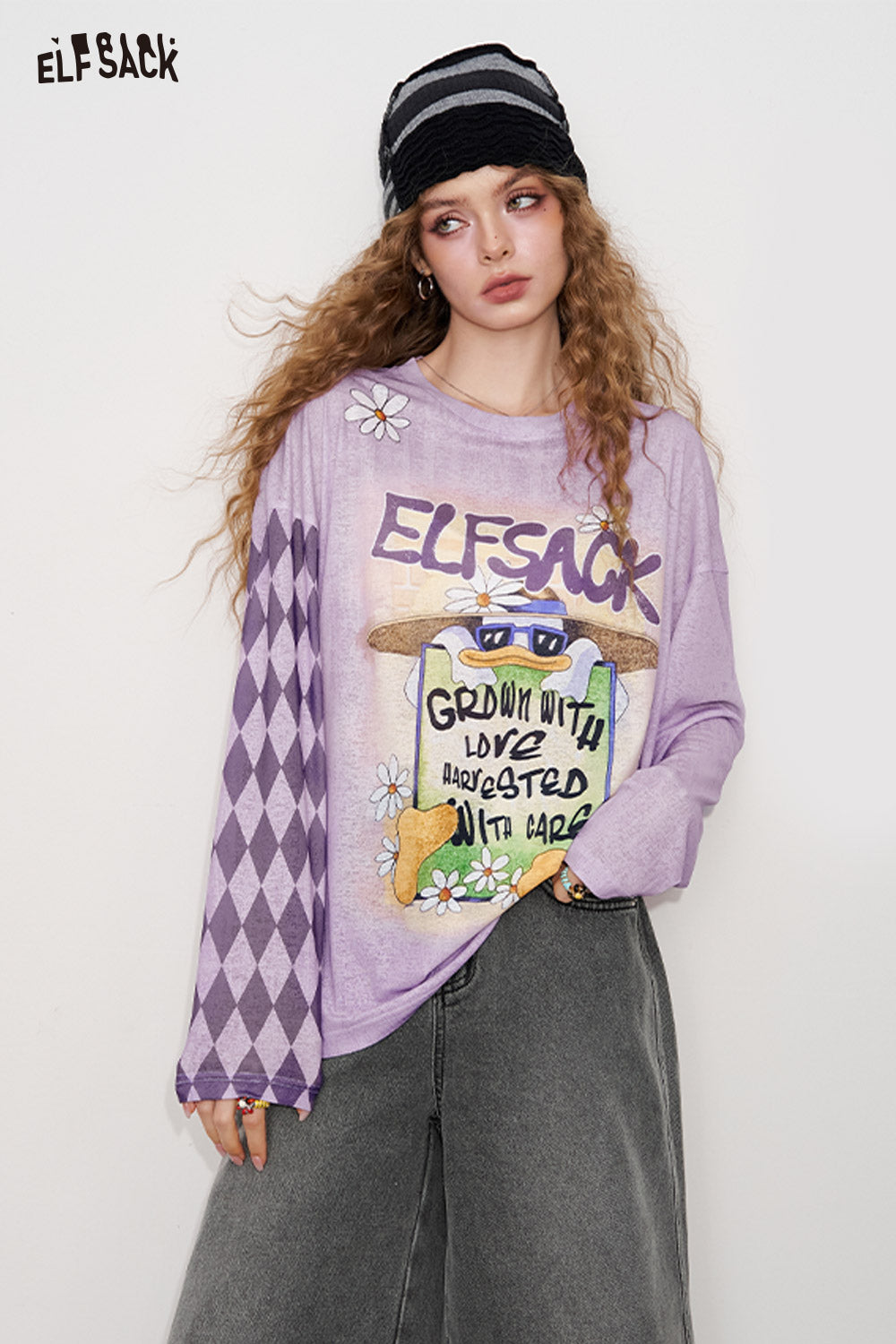 ELFSACK Full Print Long-Sleeved T-Shirt