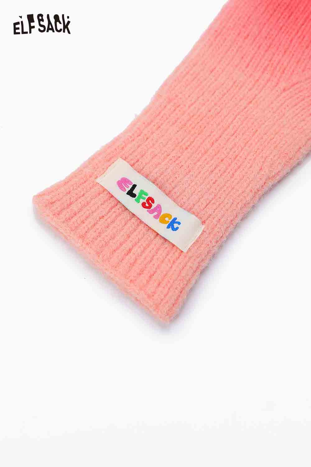ELFSACK gradient rubber coated gloves in soft pink with a ribbed texture for stylish hand protection
