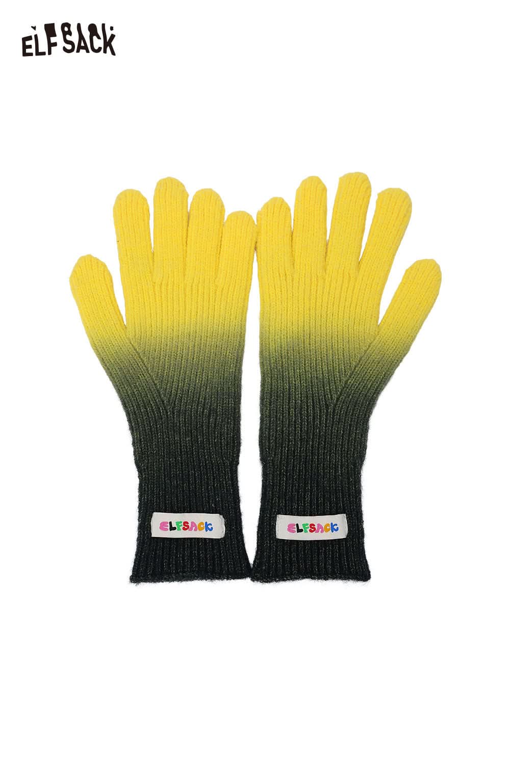 ELFSACK gradient rubber coated gloves in yellow and green for stylish hand protection