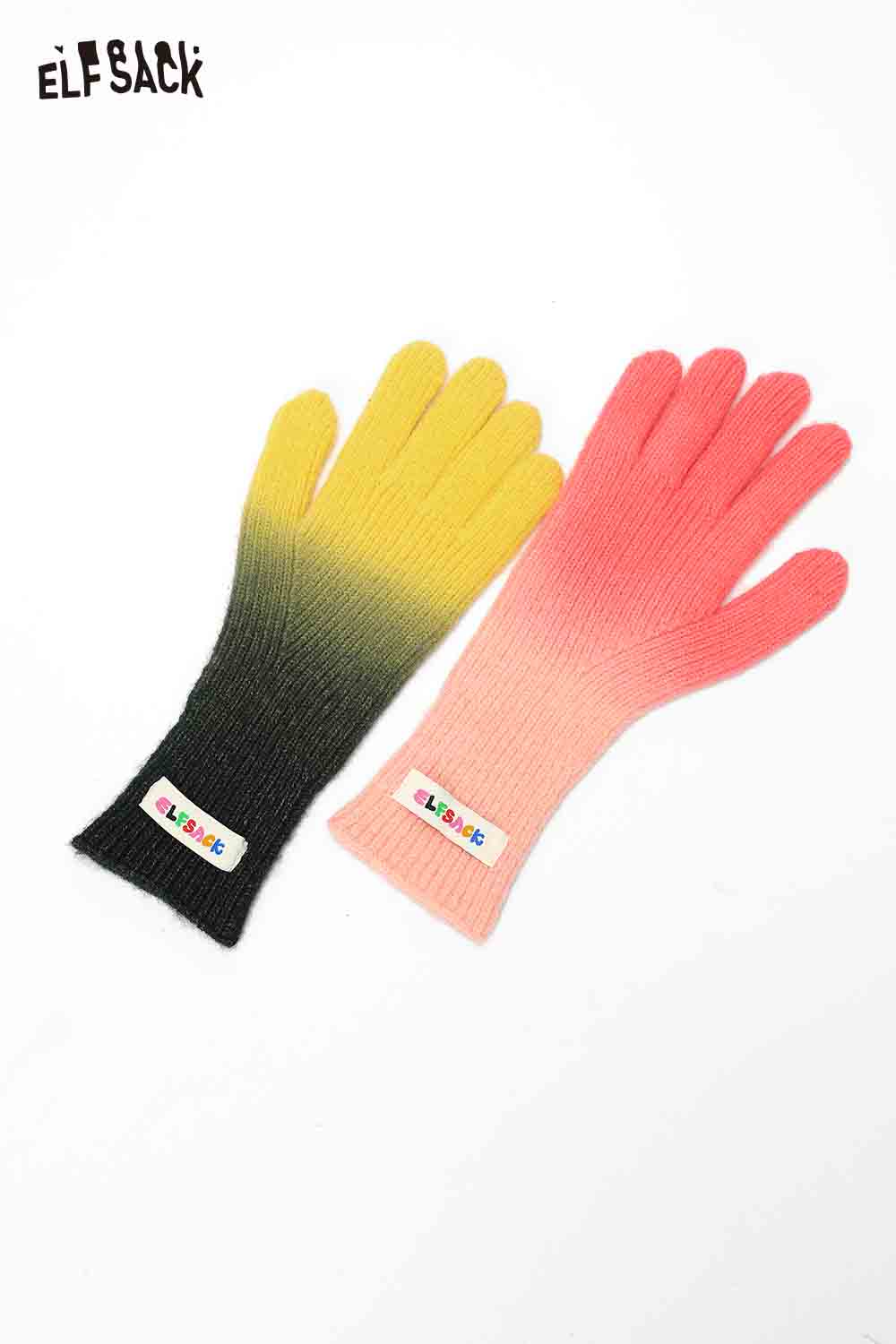 ELFSACK gradient rubber coated gloves in yellow and pink with a stylish two-tone design