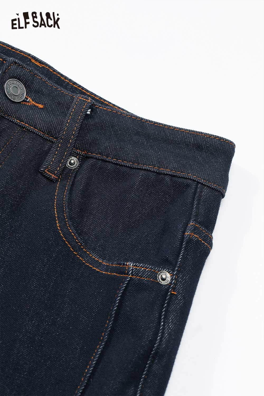 ELFSACK high waist flare leg jeans with a dark wash and stylish details for a trendy look