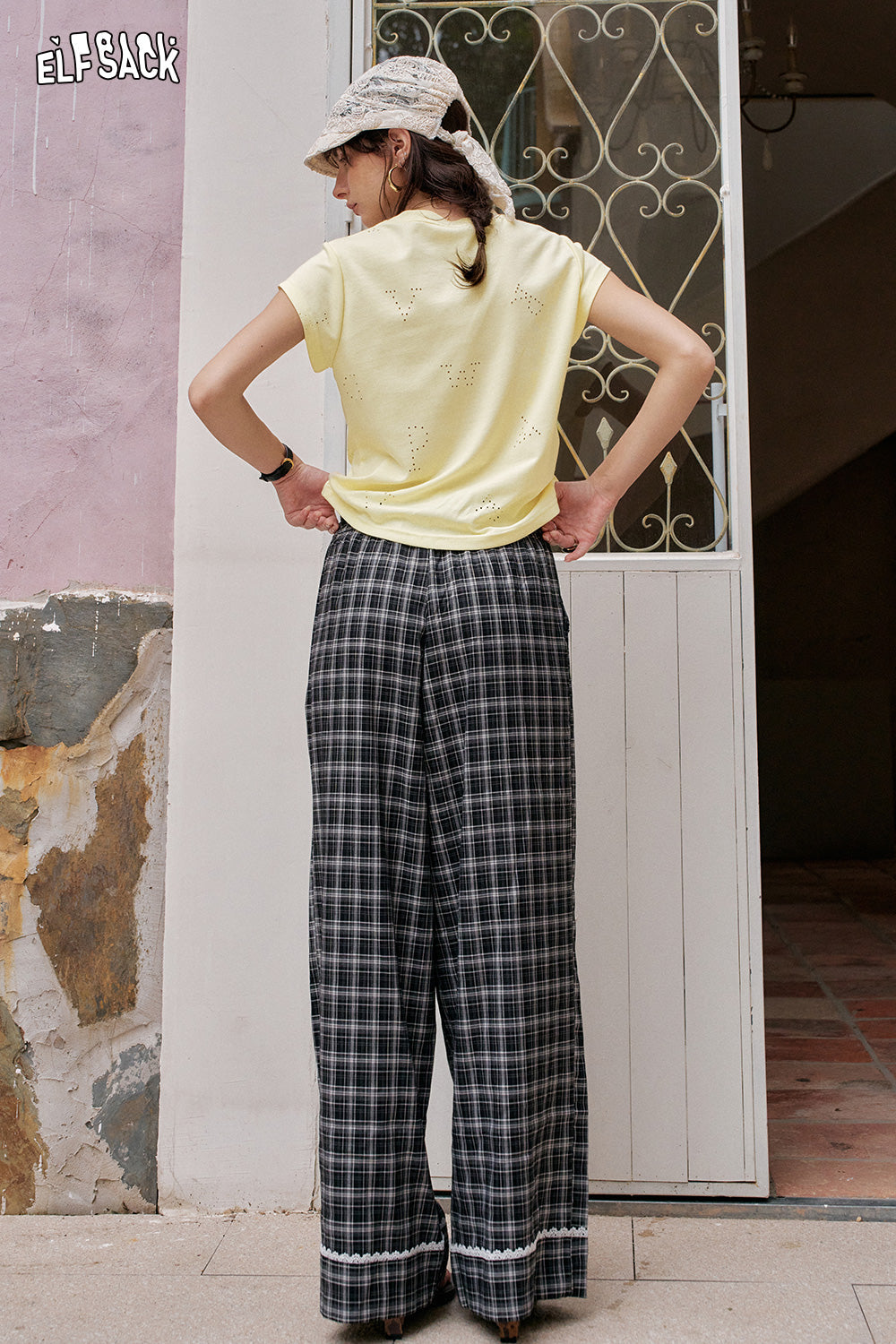 ELFSACK Irregular Waist Cinching Chic Short Sleeve T-Shirt
