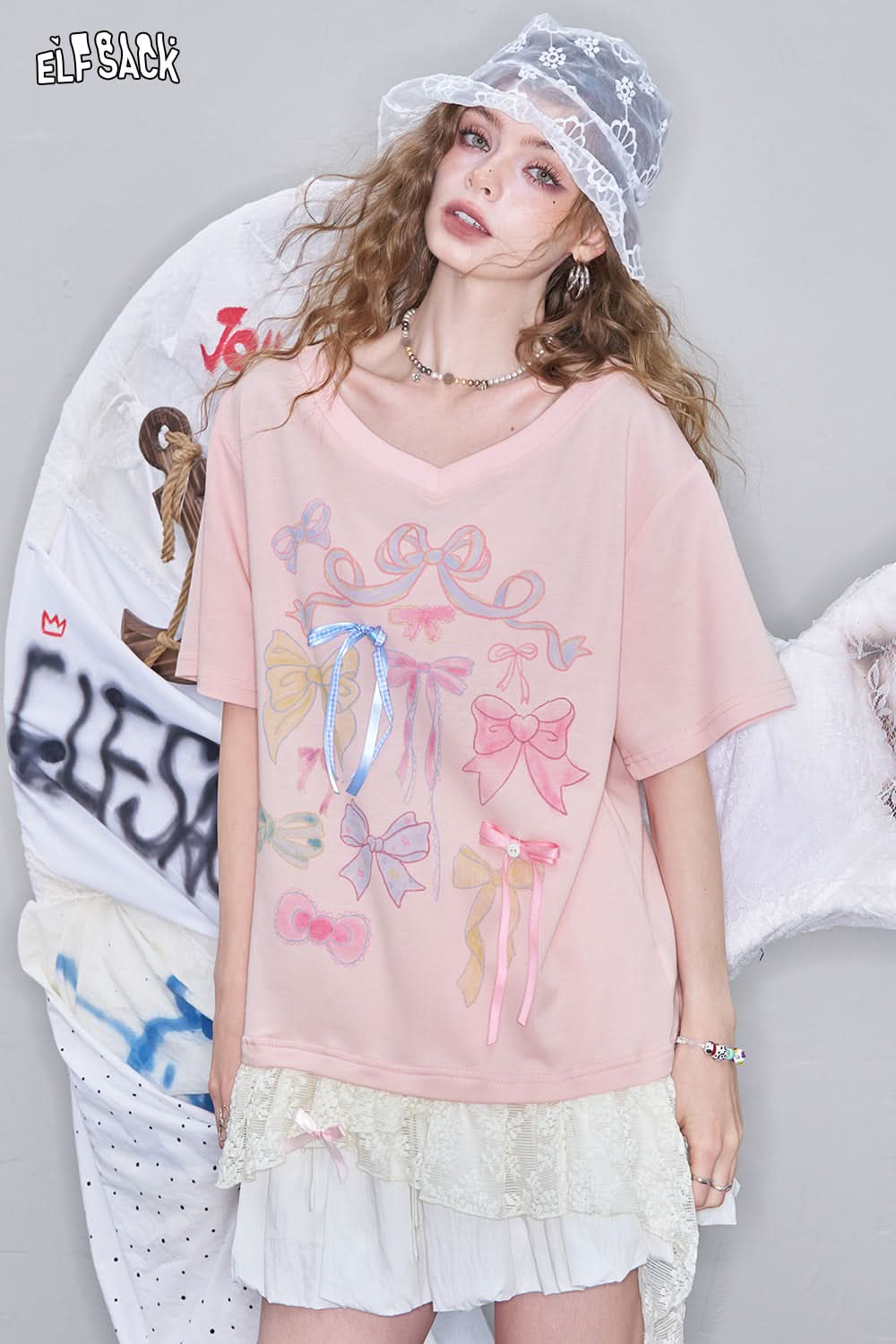 ELF SACK 人気◆キュート カジュアル じゅんしょく長袖 Tシャツ ELF SACK 人気◇キュート カジュアル じゅんしょく長袖 Tシャツ