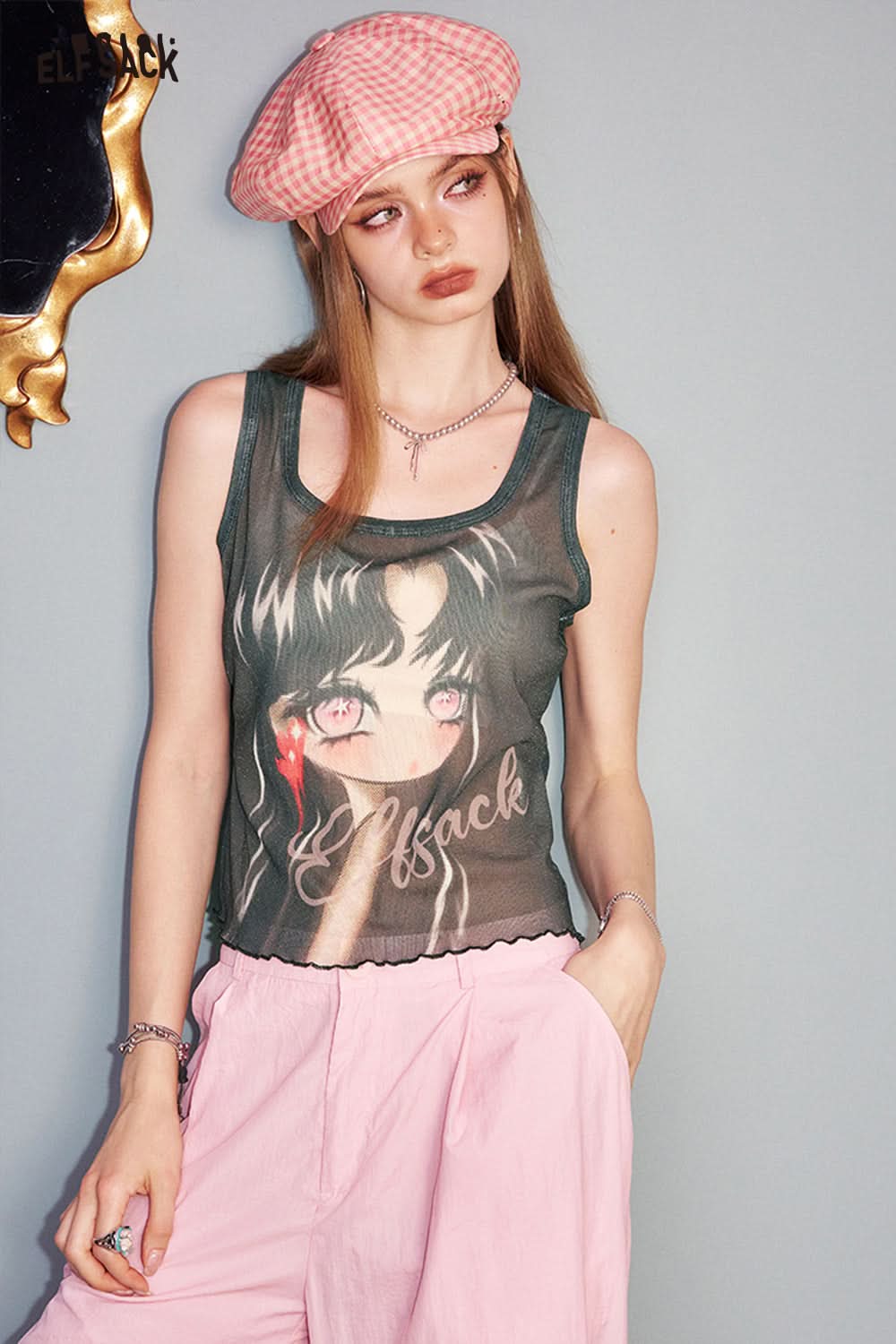 ELFSACK Original Animated Printed Bright Silk Knit Camisole