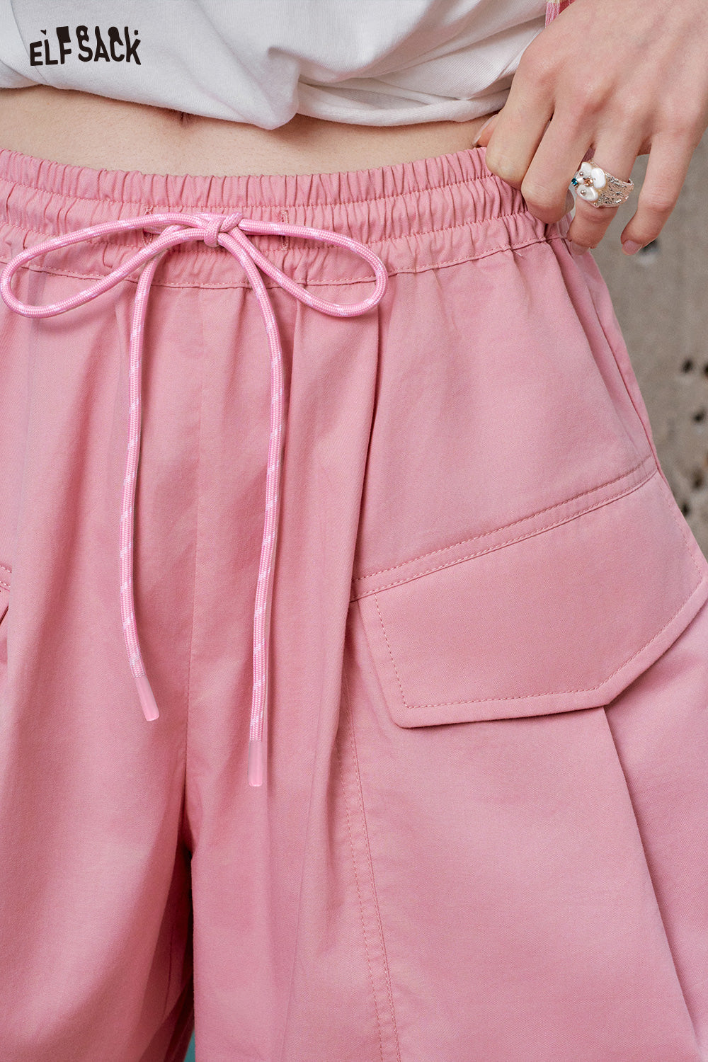 ELFSACK Pink High Waisted Casual Shorts