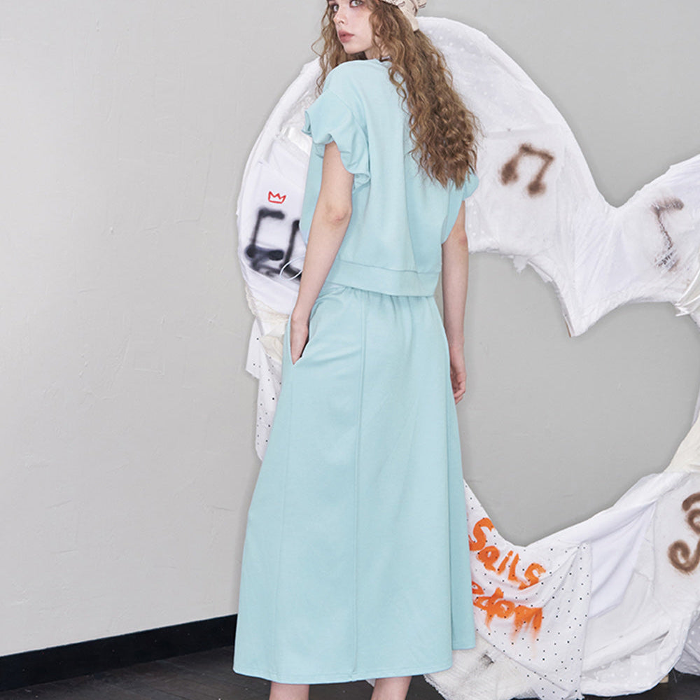 ELFSACK Puff Sleeve Graphic Tee and Skirt Set