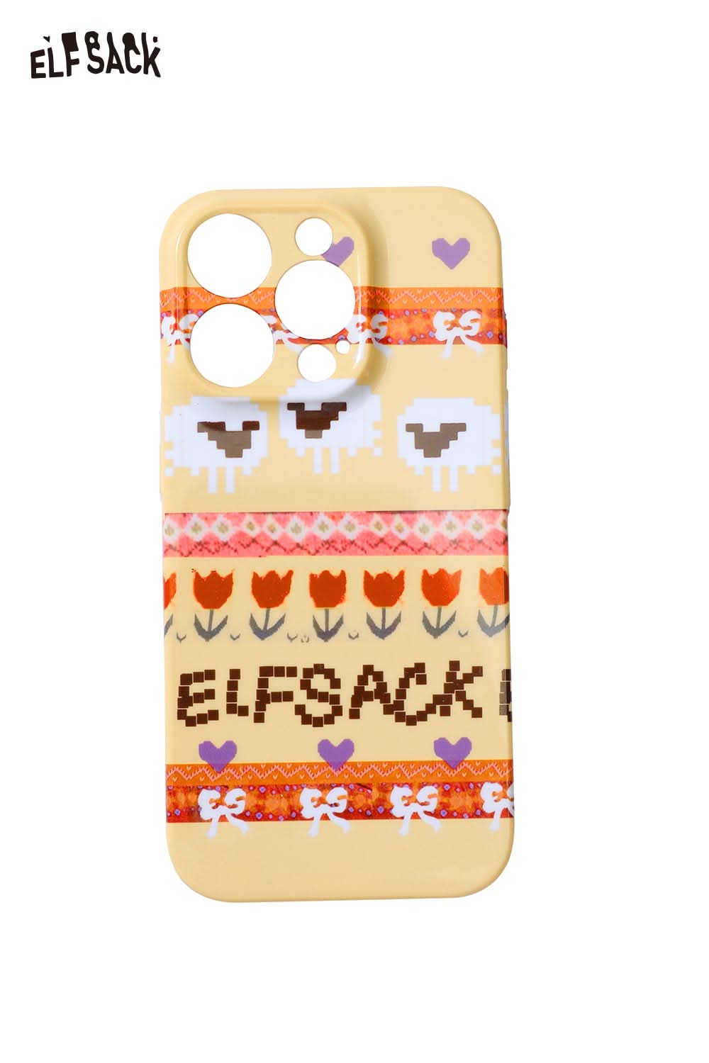 ELFSACK retro patterned phone case with colorful floral design and playful graphics