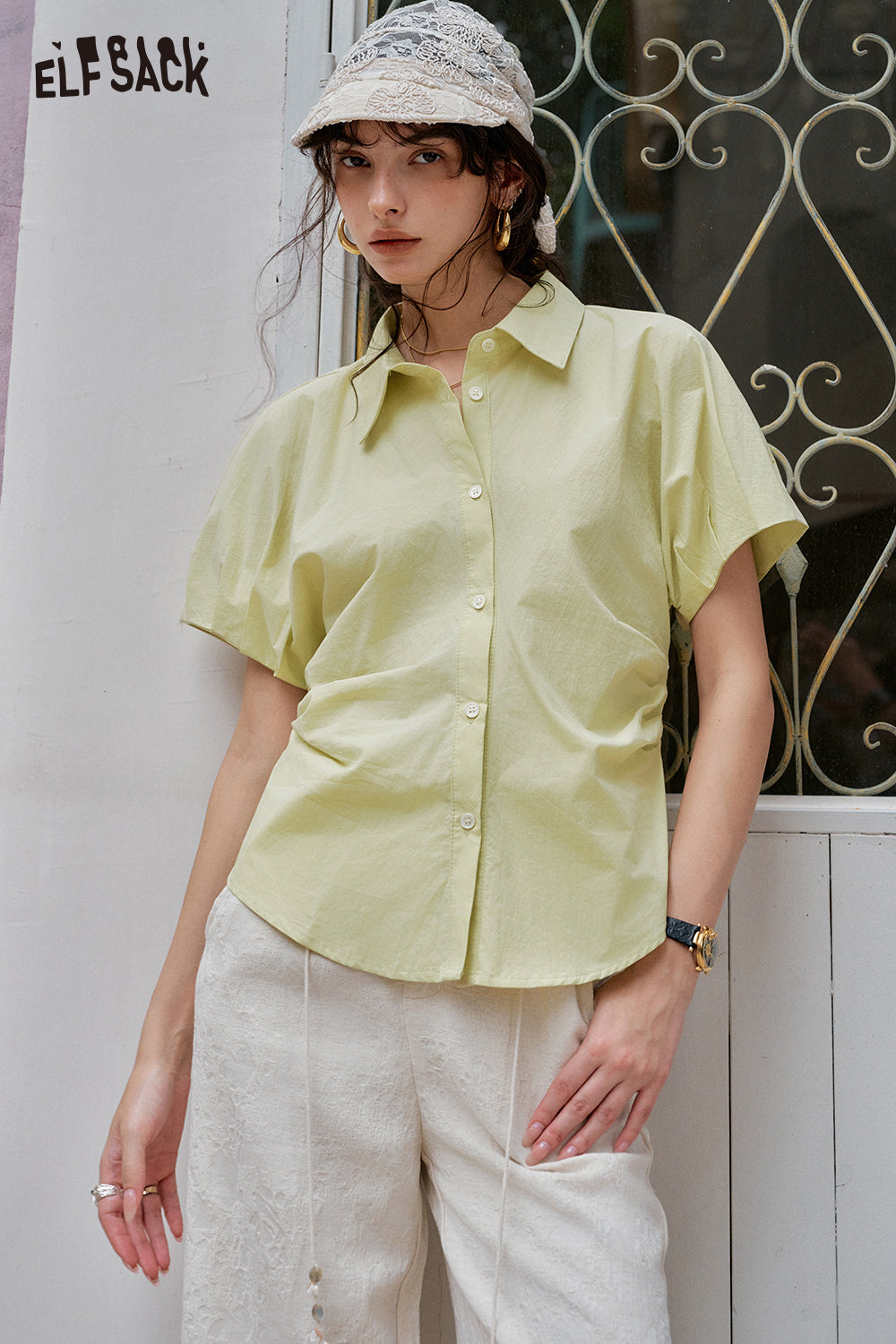 
                  
                    ELFSACK Solid Color Casual Short Sleeve Shirt
                  
                