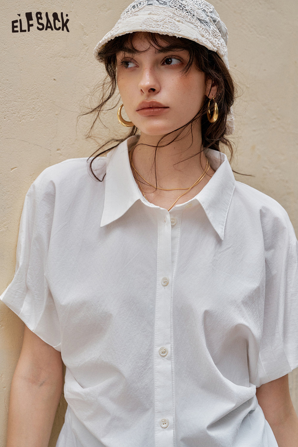 
                  
                    ELFSACK Solid Color Casual Short Sleeve Shirt
                  
                