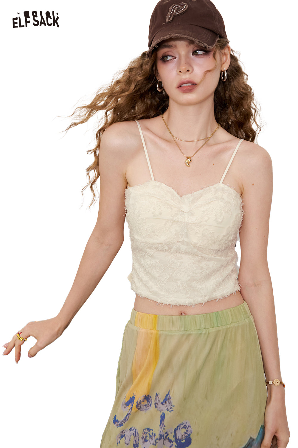 ELFSACK White Jacquard Pure Desire Vest Camisole