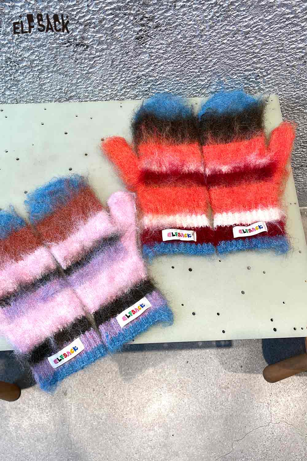 ELFSACK Y2K stripe neck warmer in vibrant colors for a stylish winter accessory