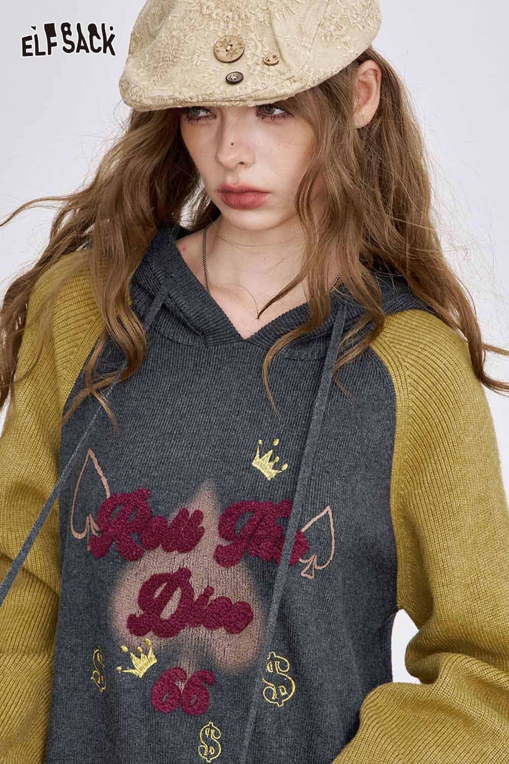 ELFSACK embroidered long dress for women in stylish design with unique graphic details