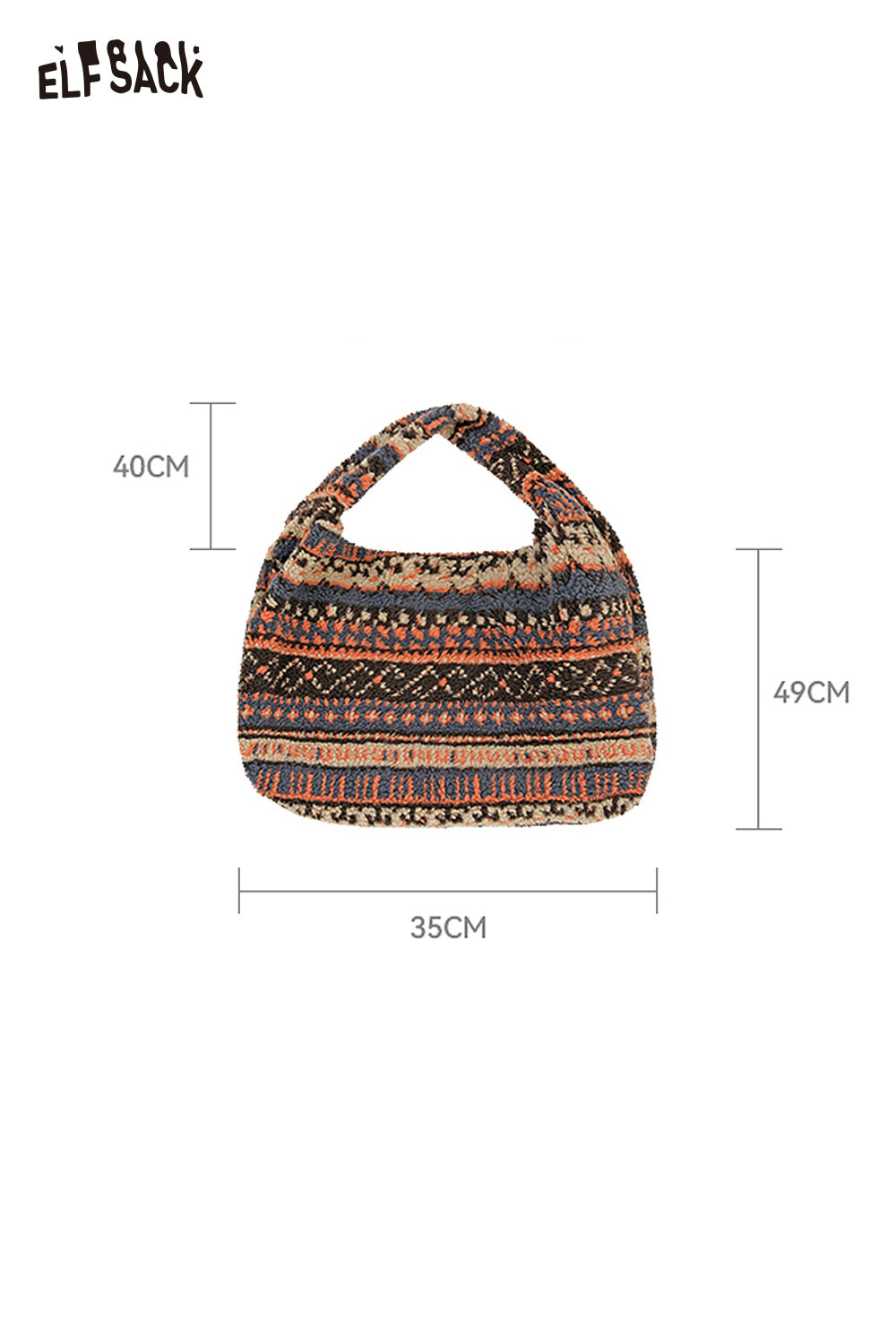 ELFSACK Fair Isle tote bag with colorful patterns and a stylish design for everyday use