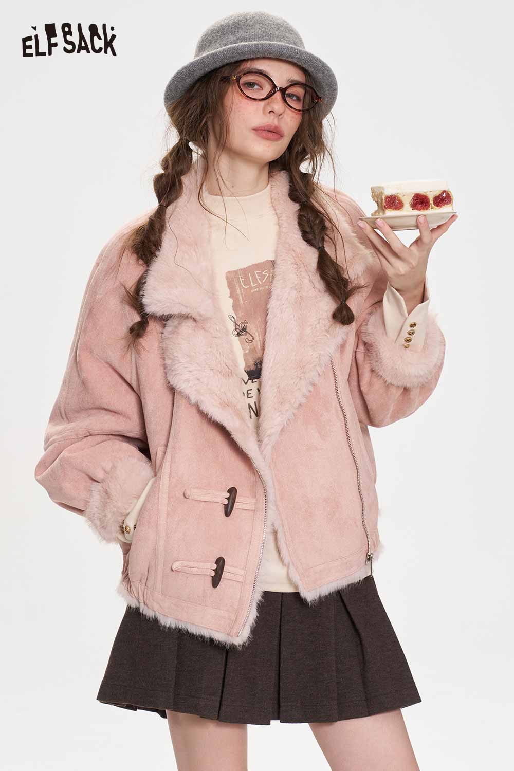 Faux Fur Lapel Loose Woolen Coat