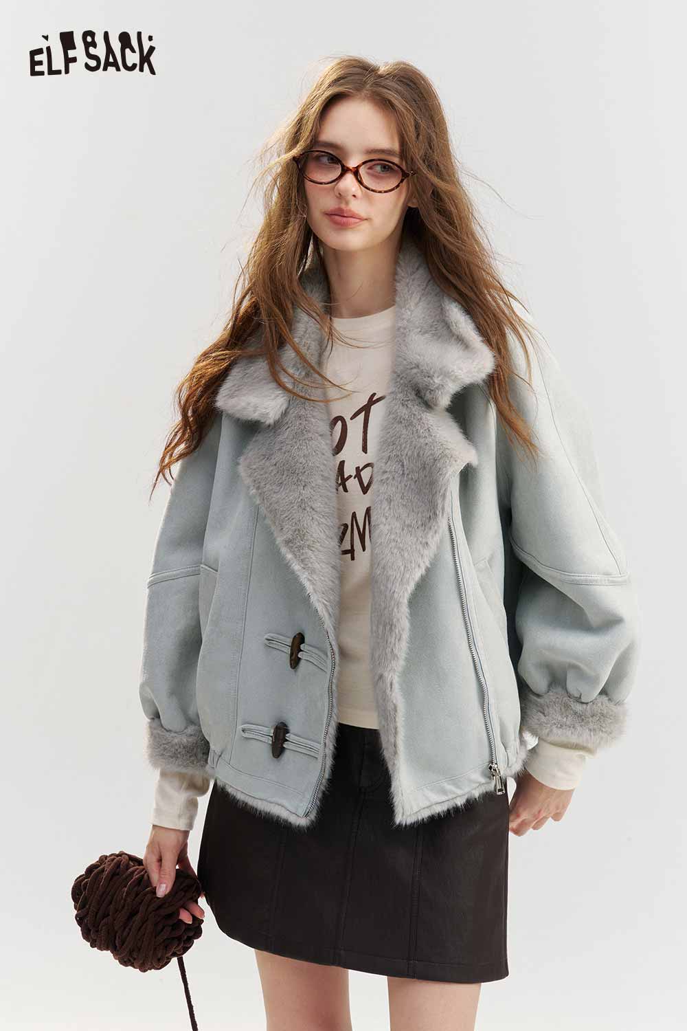 Faux Fur Lapel Loose Woolen Coat