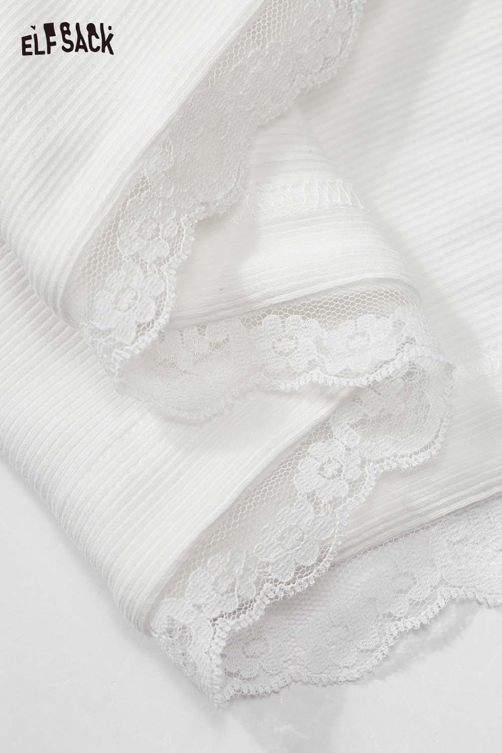 White fitted hooded tee for women with delicate lace trim for a stylish look