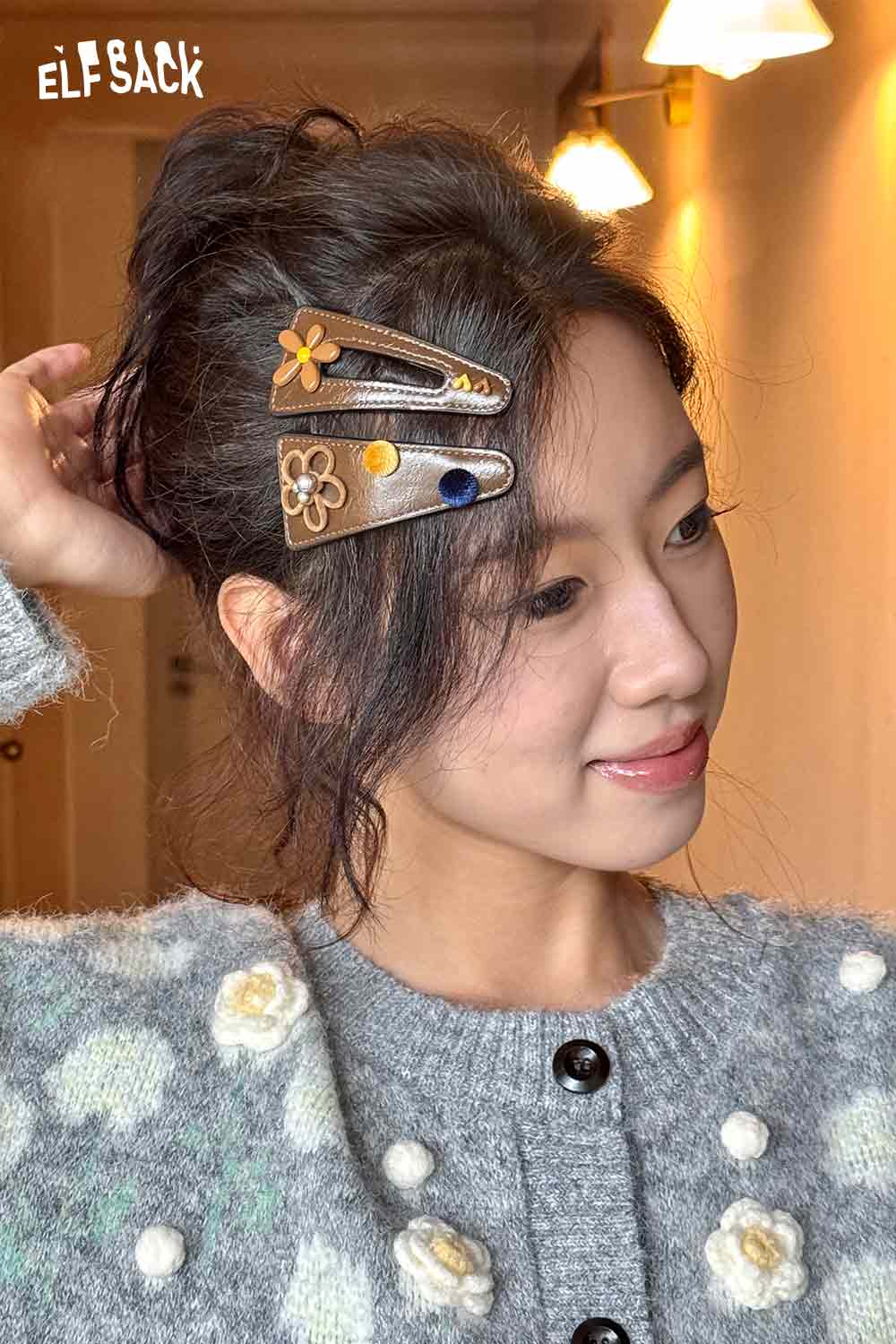 ELFSACK floral hair clip accessory featuring colorful designs for stylish hairdos