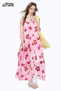 Floral Polka Dot Strap Maxi Dress