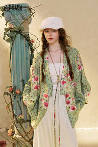 Floral Print Asymmetrical Kimono