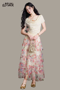 Floral Tiered Chiffon Maxi Skirt