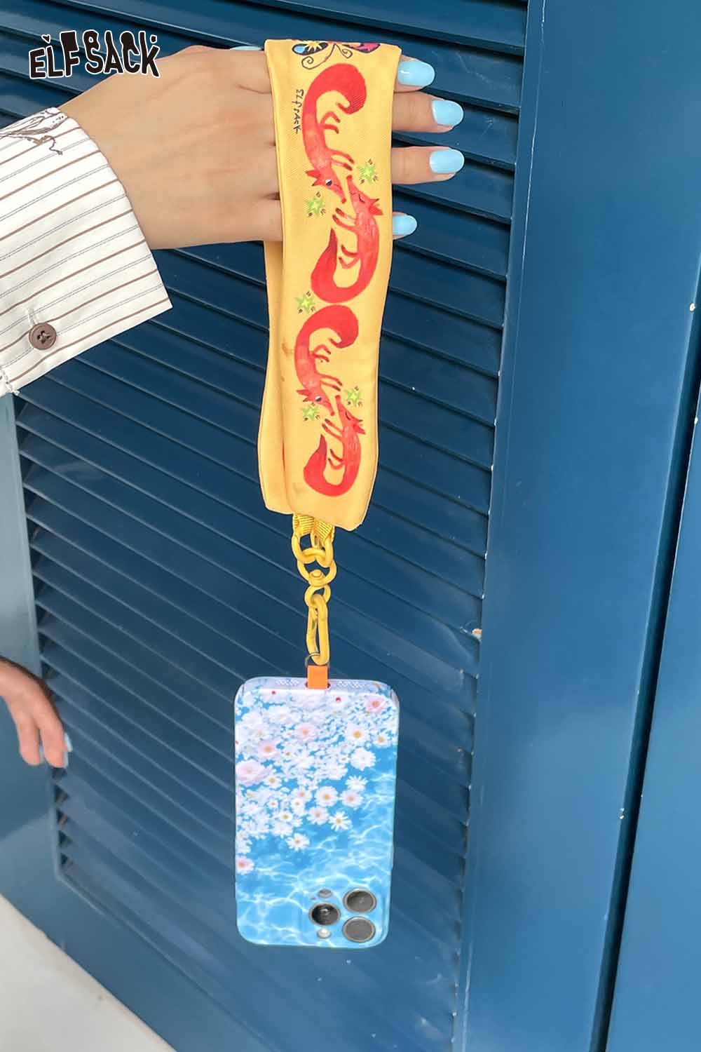 Colorful ELFSACK fox character phone strap with floral design for stylish phone accessories