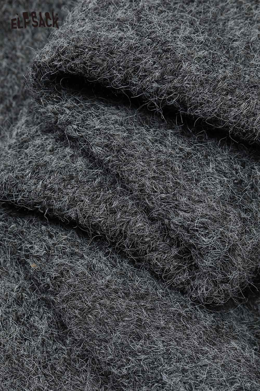 Soft textured ELFSACK fruit graphic sweater for women in a stylish gray color