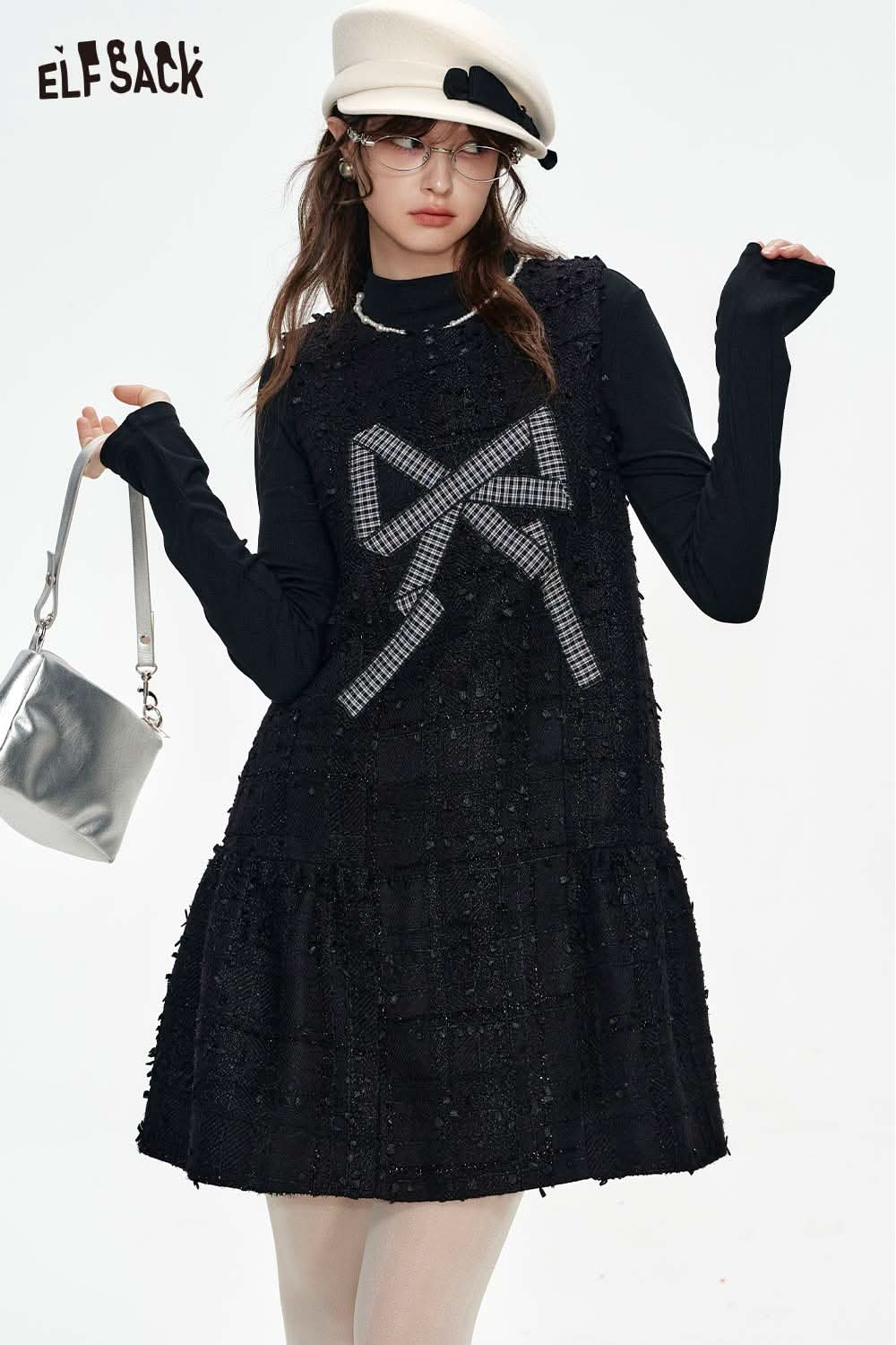 ELFSACK Halloween theme dress set for women with a playful design and stylish layering for festive occasions