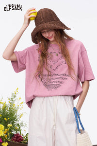 Heart Music Note Print Oversized T-Shirt