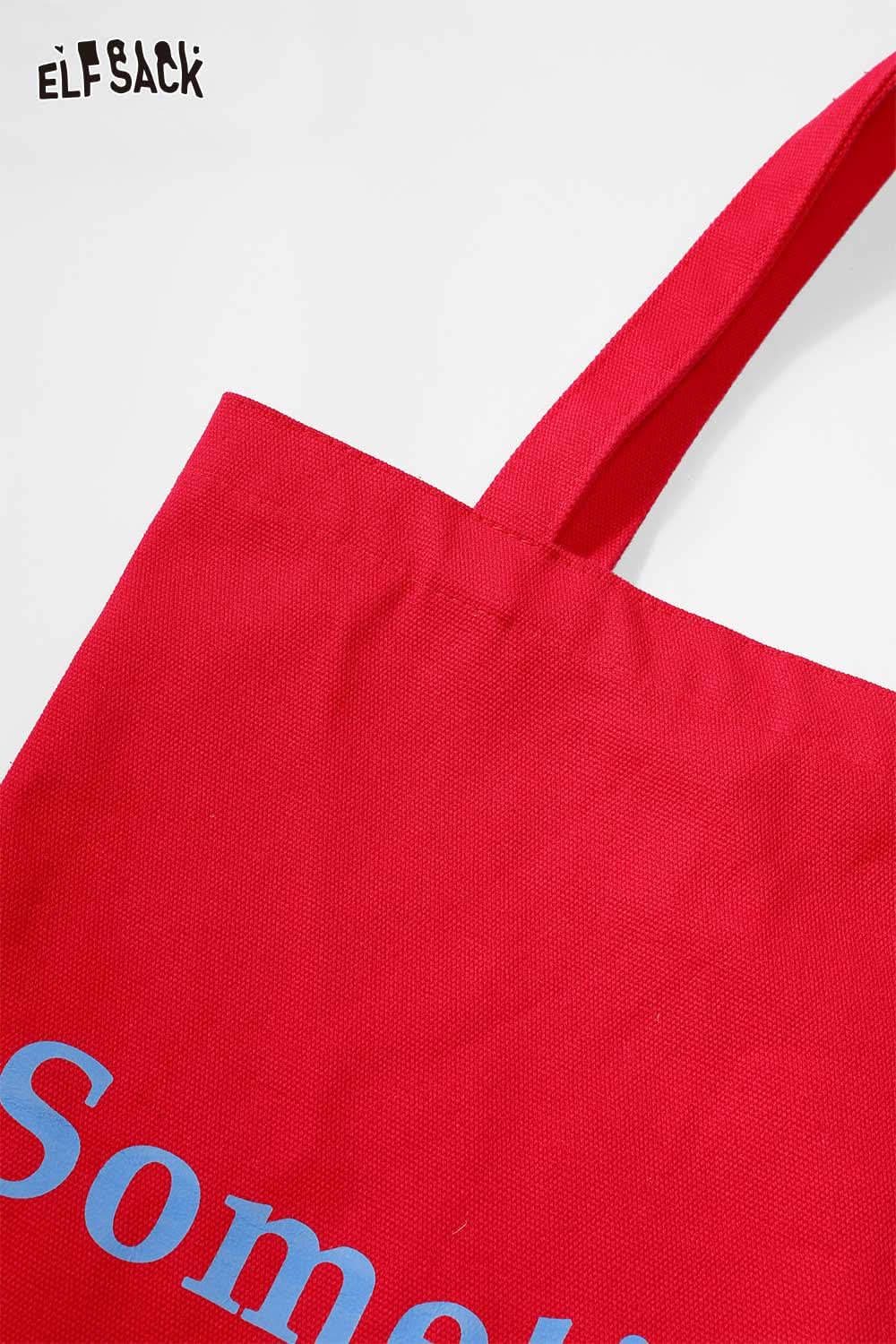 Red ELFSACK heavy duty canvas tote bag with sturdy straps and bold lettering