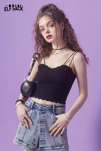 ELFSACK Lace Camisole Vest Sexy Backless Inner Or Outer