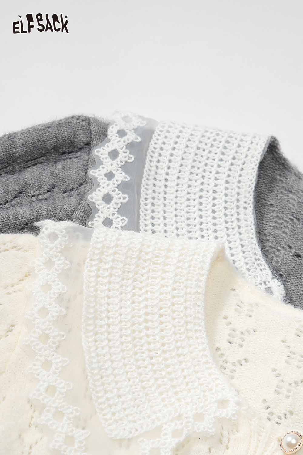 ELFSACK lace panel knit top featuring delicate lace accents on soft fabric