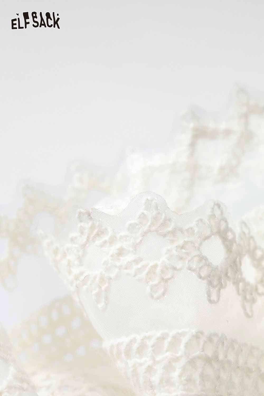 Delicate ELFSACK lace panel knit top featuring intricate lace detailing for a stylish look