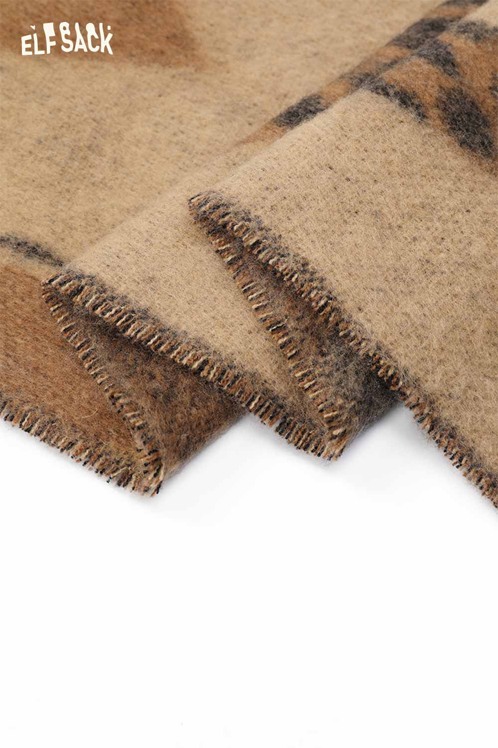 ELFSACK leopard heart fringe scarf in soft fabric with stylish fringe edges for added flair